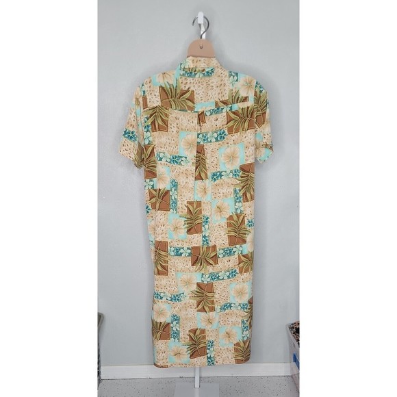 Maggie Sweet Button Down Straight Dress Beige Short Sleeve Floral Sz 1X - Picture 4 of 7